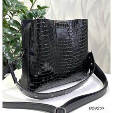 Сумка жіноча 3 відділення екошкіра Чорна; Чорний рептилія; Шоколад рептилія Чорний рептилія