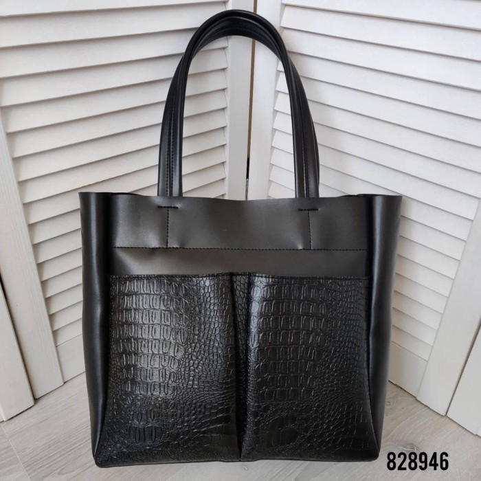 Сумка жіноча кишені екошкіра колір: Чорний комбінована