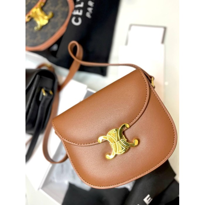 Сумка жіноча Селін полу кругла натуральна шкіра Кемел