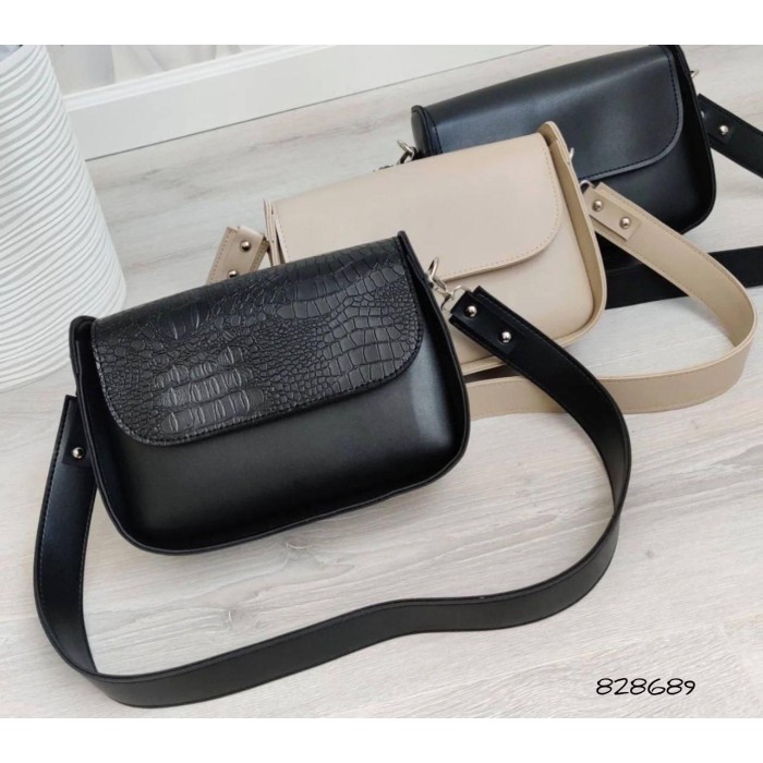 Сумка жіноча з екошкіри люкс колір: Чорний, Беж, Білий, Чорний рептилія Бежевий