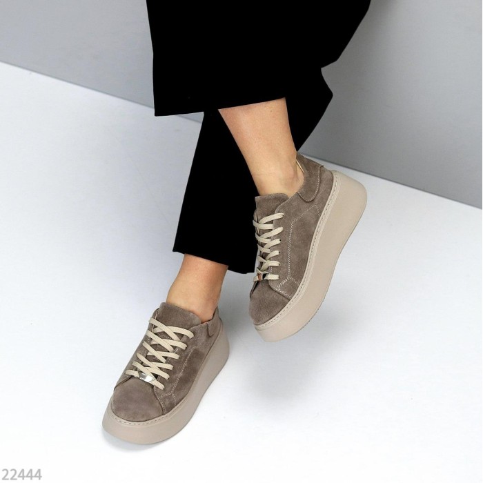 Кросівки жіночі натуральна замша колір-бежевий 40р