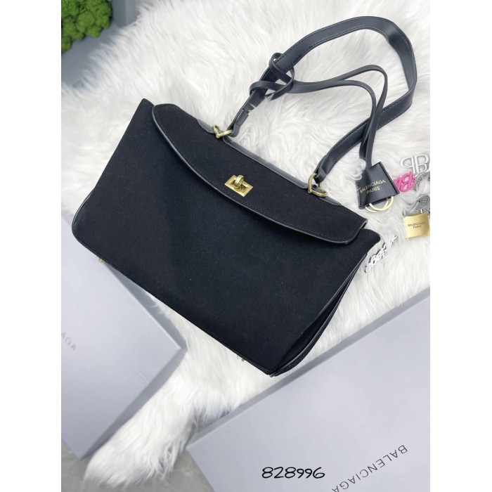 Сумка жіноча з натуральної замші/ шкіри комбінована Чорна