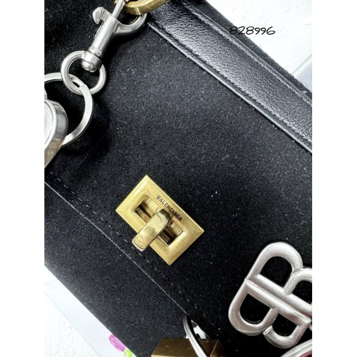 Сумка жіноча з натуральної замші/ шкіри комбінована Чорна