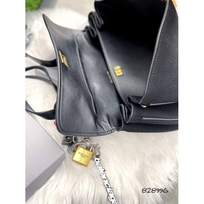 Сумка жіноча з натуральної замші/ шкіри комбінована Чорна