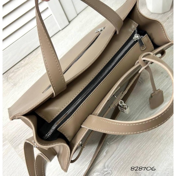 Сумка жіноча 2 відділення екошкіра Чорна,Чорна рептилія,Беж