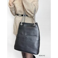 Сумка мішечок жіноча з натуральної шкіри клоір:Чорний