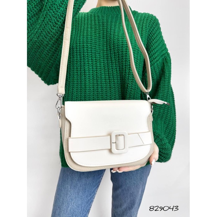 Сумка жіноча декор Пряжка  екошкіра люкс Колір: Беж; Молочний; Капучино Молочний