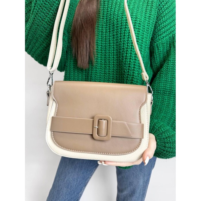 Сумка жіноча декор Пряжка  екошкіра люкс Колір: Беж; Молочний; Капучино