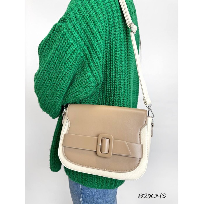 Сумка жіноча декор Пряжка  екошкіра люкс Колір: Беж; Молочний; Капучино