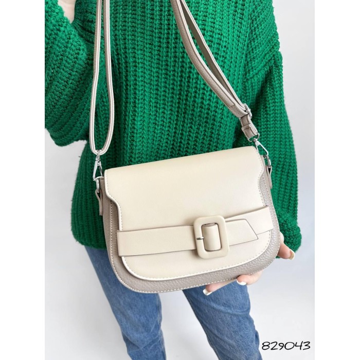 Сумка жіноча декор Пряжка  екошкіра люкс Колір: Беж; Молочний; Капучино
