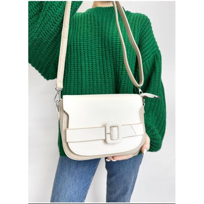 Сумка жіноча декор Пряжка  екошкіра люкс Колір: Беж; Молочний; Капучино Молочний