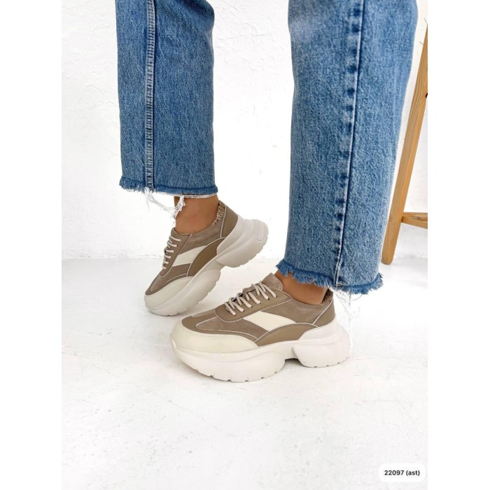 Кросівки жіночі з натуральної шкіри/замша колір: капучино 37р