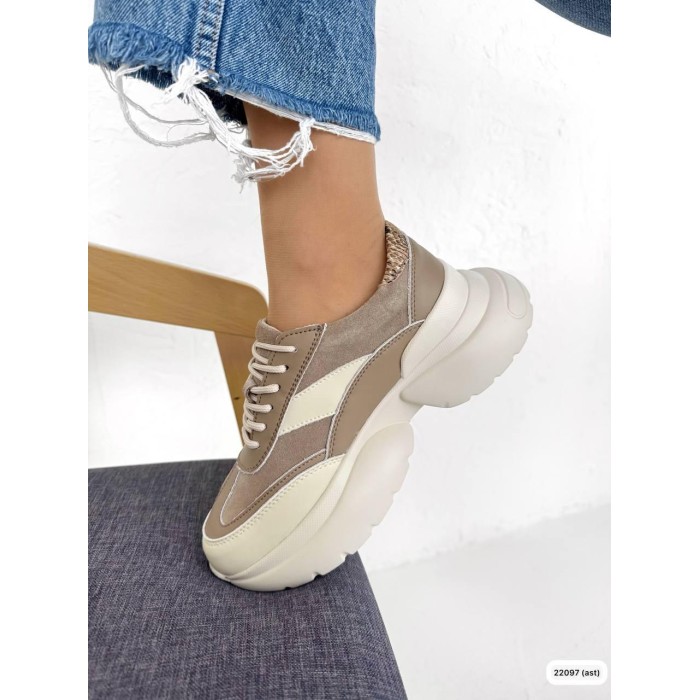 Кросівки жіночі з натуральної шкіри/замша колір: капучино 37р