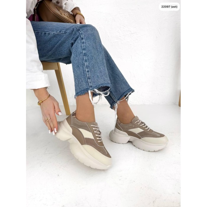 Кросівки жіночі з натуральної шкіри/замша колір: капучино 37р