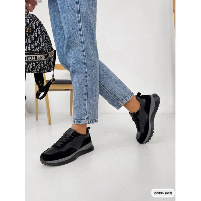 Кросівки жіночі з натуральної шкіри/замша колір: чорний 37,39р