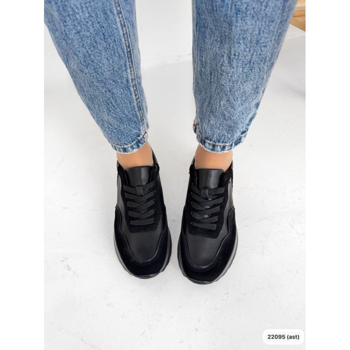 Кросівки жіночі з натуральної шкіри/замша колір: чорний 37,39р