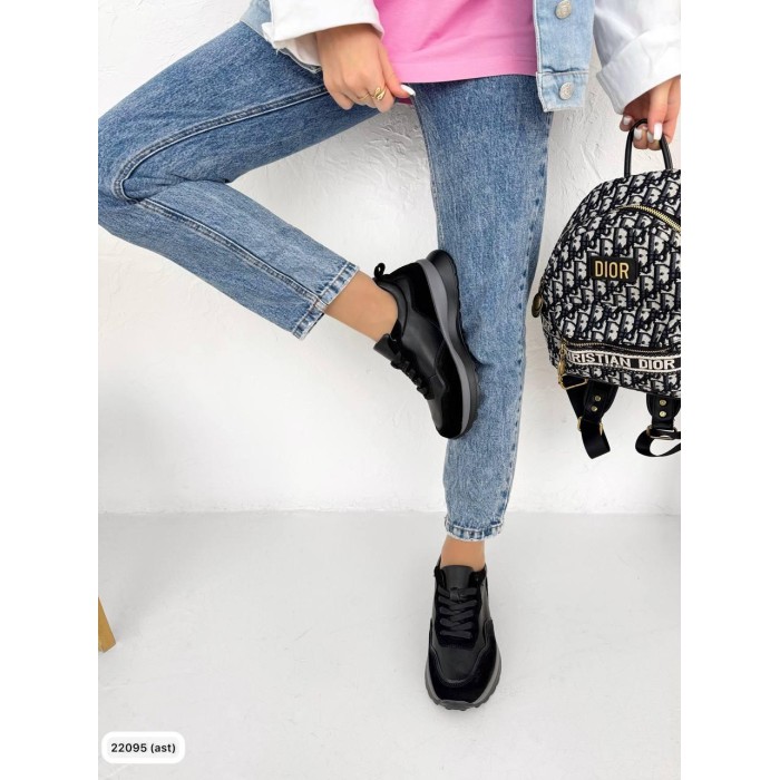 Кросівки жіночі з натуральної шкіри/замша колір: чорний 37,39р