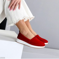 Мокасини жіночі натуральна замша червоні 36,37,38,39,40,41р