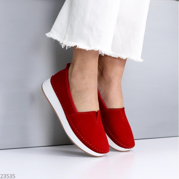 Мокасини жіночі натуральна замша червоні 36,37,38,39,40,41р