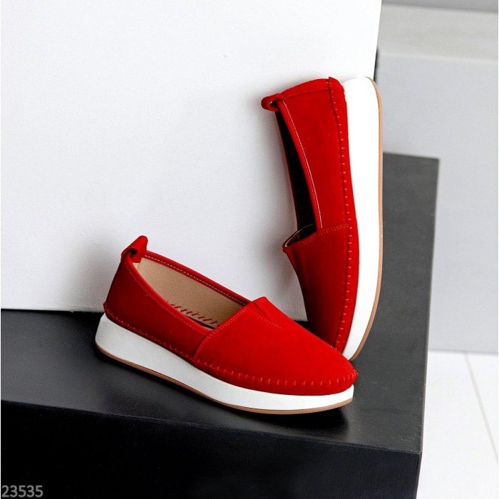 Мокасини жіночі натуральна замша червоні 36,37,38,39,40,41р