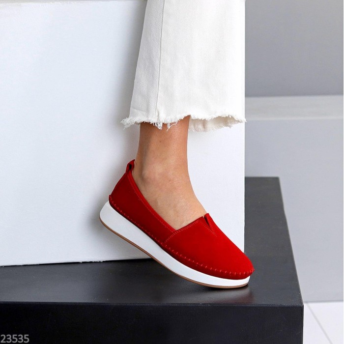 Мокасини жіночі натуральна замша червоні 36,37,38,39,40,41р