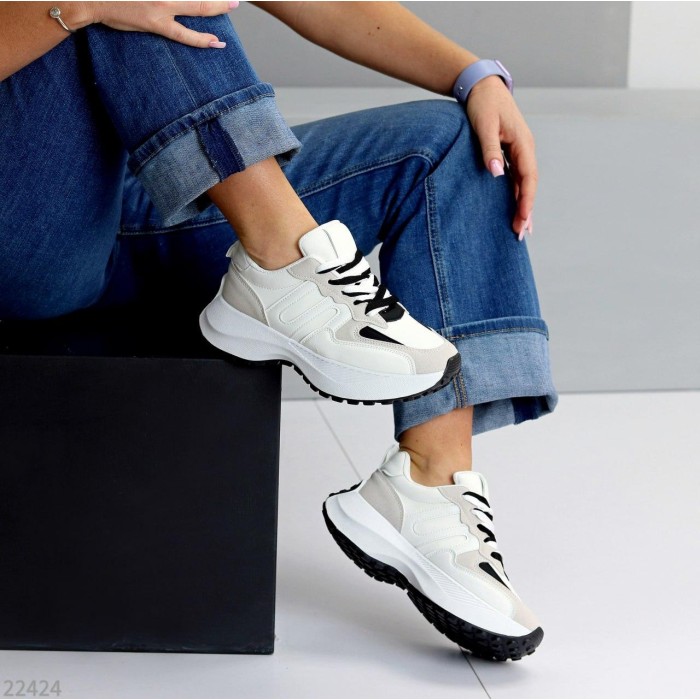 Кроссівки жіночи еко-шкіра/еко-замша білі на 37,38,39,40р