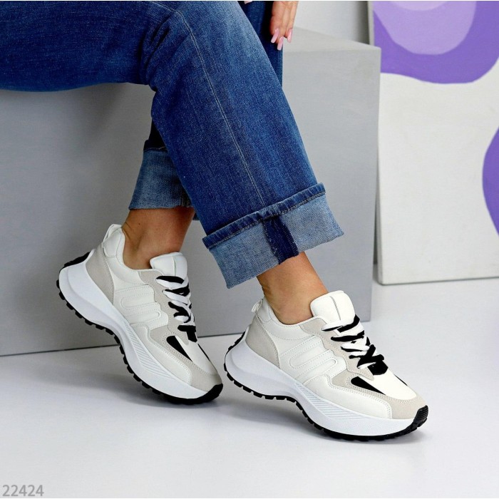 Кроссівки жіночи еко-шкіра/еко-замша білі на 37,38,39,40р