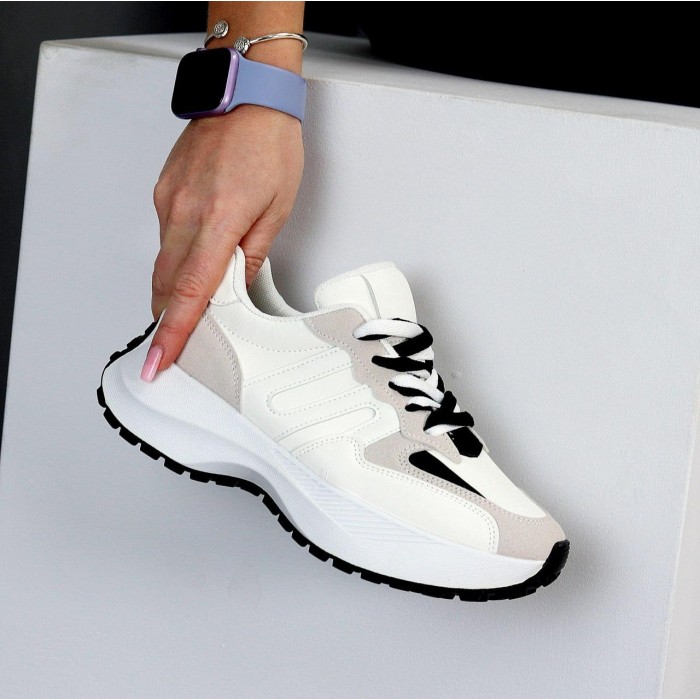 Кроссівки жіночи еко-шкіра/еко-замша білі на 37,38,39,40р