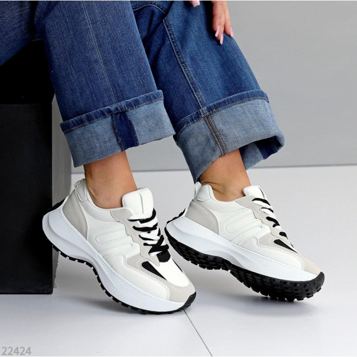 Кроссівки жіночи еко-шкіра/еко-замша білі на 37,38,39,40р