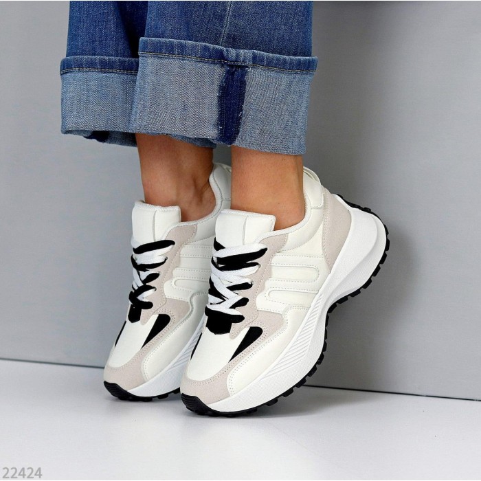 Кроссівки жіночи еко-шкіра/еко-замша білі на 37,38,39,40р