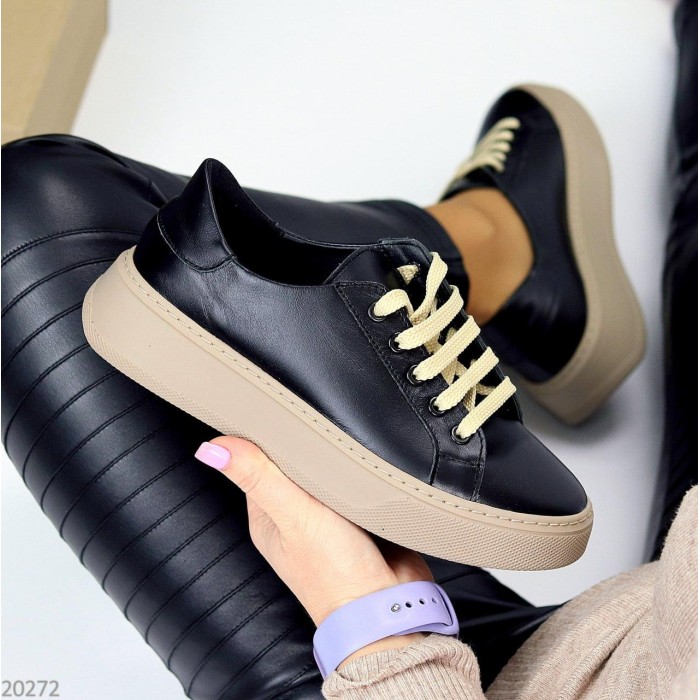 Кеди жіночі натуральна шкіра чорні 37,38,39,40р.