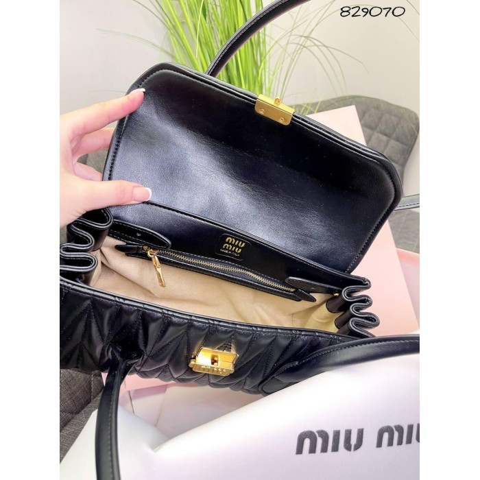 Сумка жіноча МіуМіу натуральна шкіра Чорна