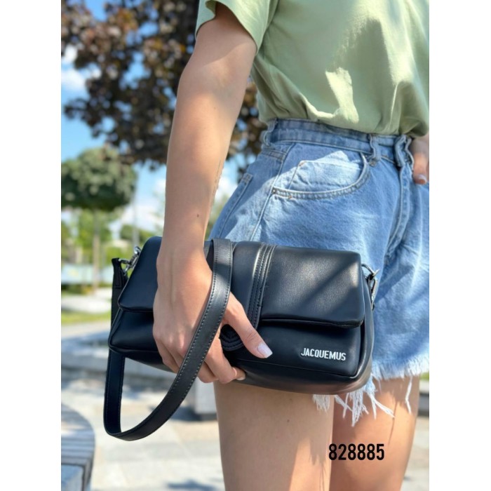 Сумка жіноча з ремінцем  натуральна шкіра та джинс Чорна, Біла