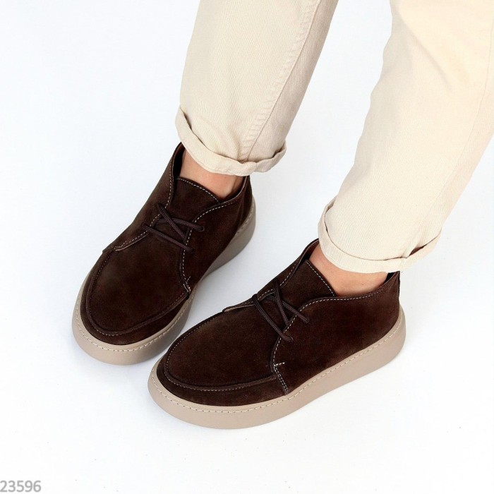 Черевики жіночі з натуральної замші колір-шоколад демі 38,40,41р