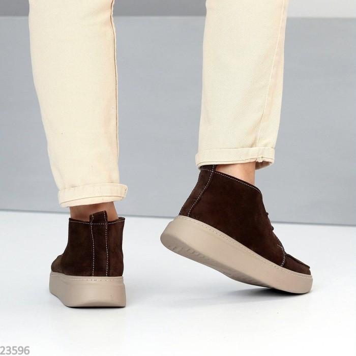 Черевики жіночі з натуральної замші колір-шоколад демі 38,40,41р