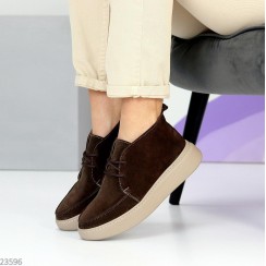 Черевики жіночі з натуральної замші колір-шоколад демі 38,40,41р