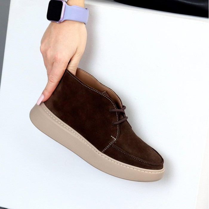 Черевики жіночі з натуральної замші колір-шоколад демі 38,40,41р