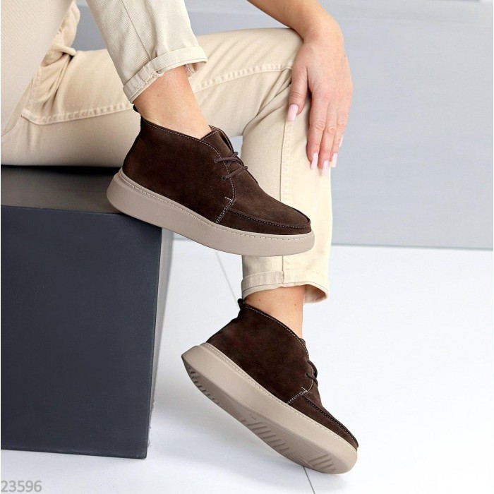 Черевики жіночі з натуральної замші колір-шоколад демі 38,40,41р