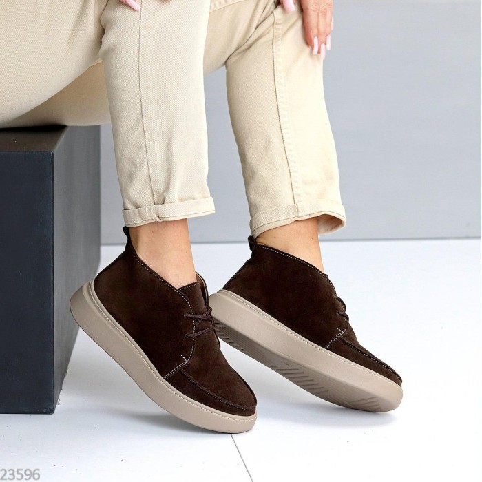 Черевики жіночі з натуральної замші колір-шоколад демі 38,40,41р