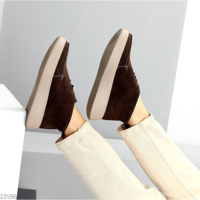 Черевики жіночі з натуральної замші колір-шоколад демі 38,40,41р