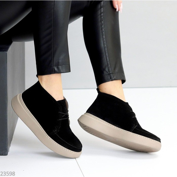 Черевики жіночі натуральна замша чорні демі 36,37,38,39,40р