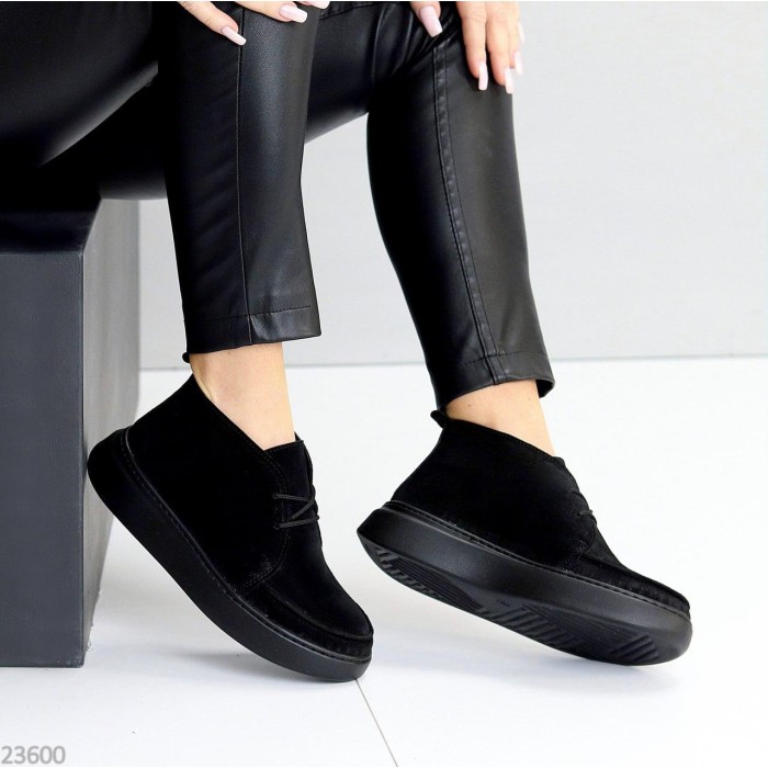 Черевики жіночі натуральна замша чорні демі 37,38,39,40,41р