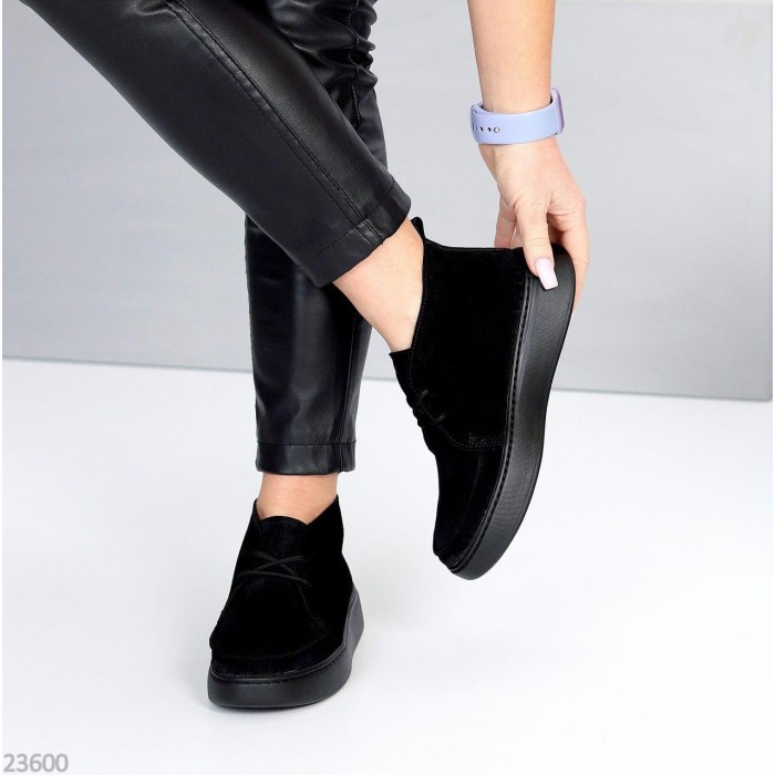 Черевики жіночі натуральна замша чорні демі 37,38,39,40,41р