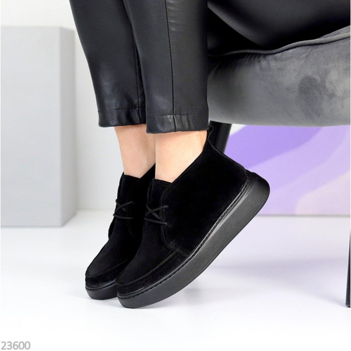 Черевики жіночі натуральна замша чорні демі 37,38,39,40,41р