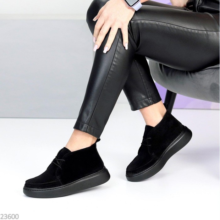 Черевики жіночі натуральна замша чорні демі 37,38,39,40,41р