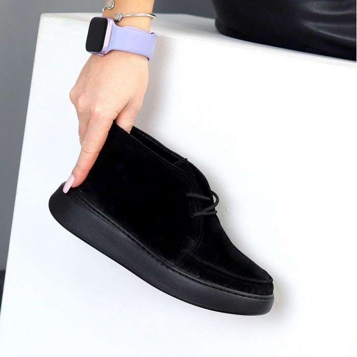 Черевики жіночі натуральна замша чорні демі 37,38,39,40,41р