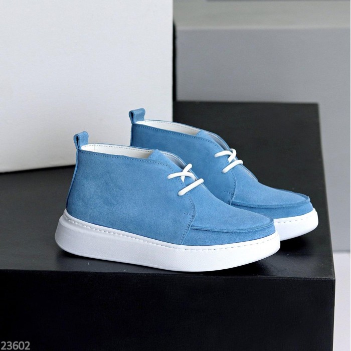 Черевики жіночі натуральна замша блакитні демі 37,39,40р