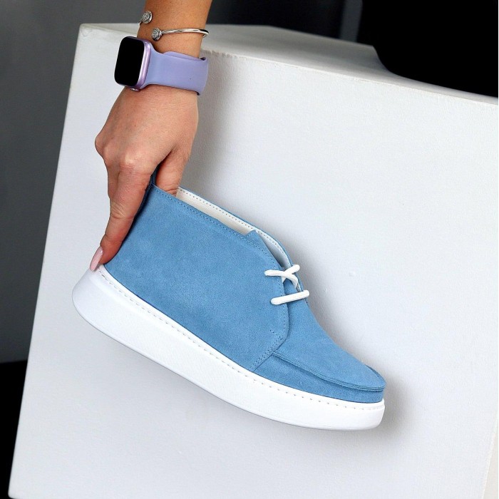 Черевики жіночі натуральна замша блакитні демі 37,39,40р