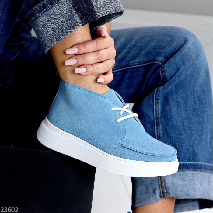 Черевики жіночі натуральна замша блакитні демі 37,39,40р