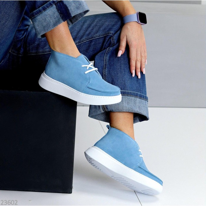 Черевики жіночі натуральна замша блакитні демі 37,39,40р